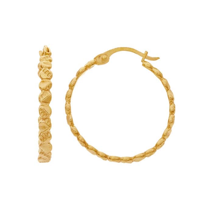 Flat Beaded Hoop Earrings
