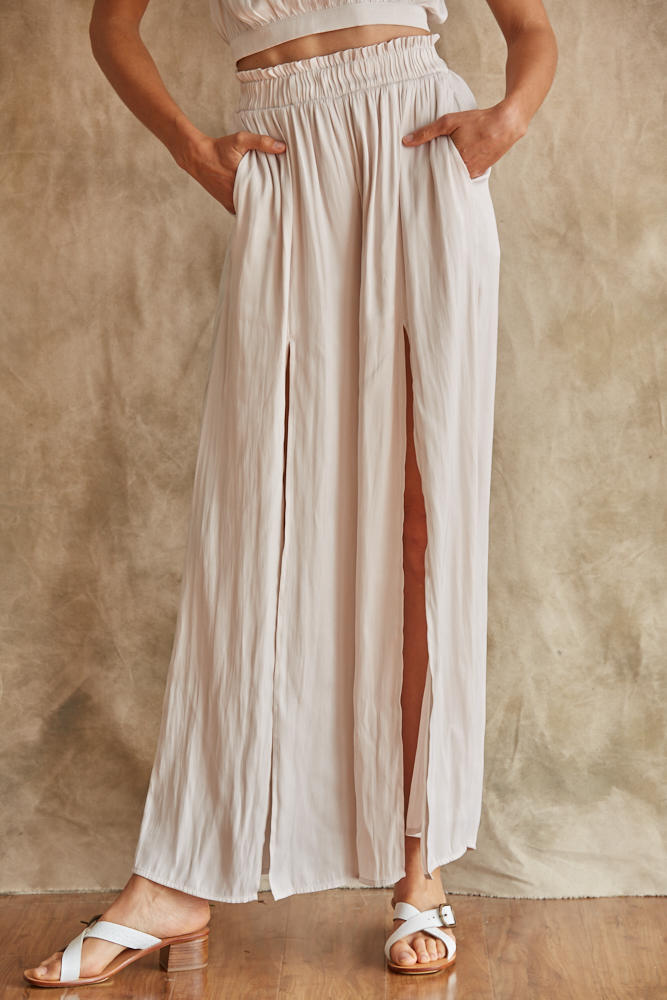 Daylight Satin Slit Pants Woven