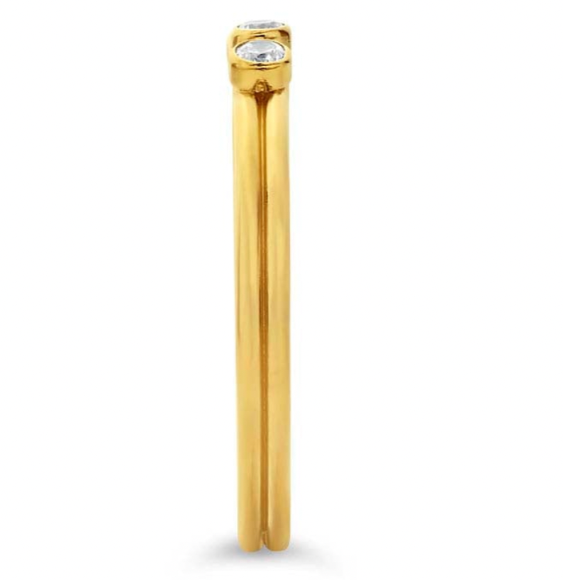3 CZ Double Ring