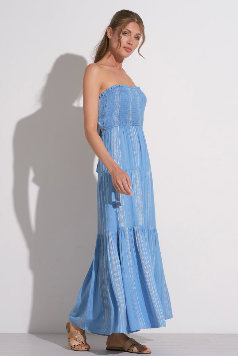 Strapless Smock Maxi - Blue
