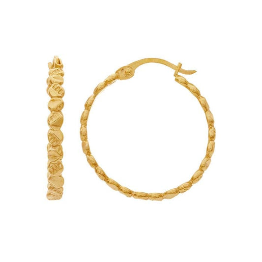 Flat Beaded Hoop Earrings