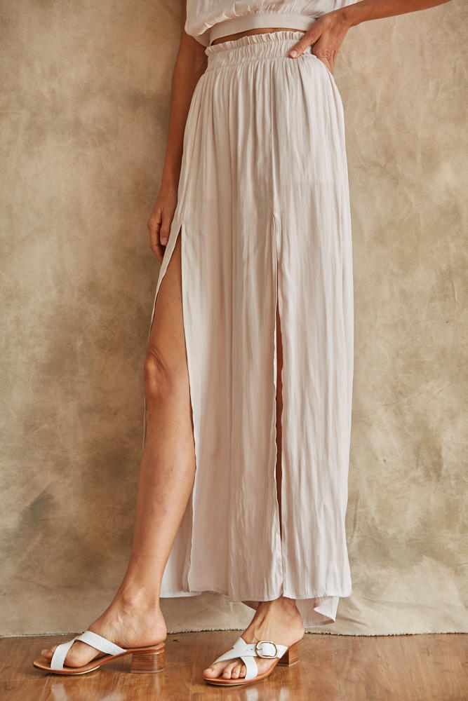 Daylight Satin Slit Pants Woven