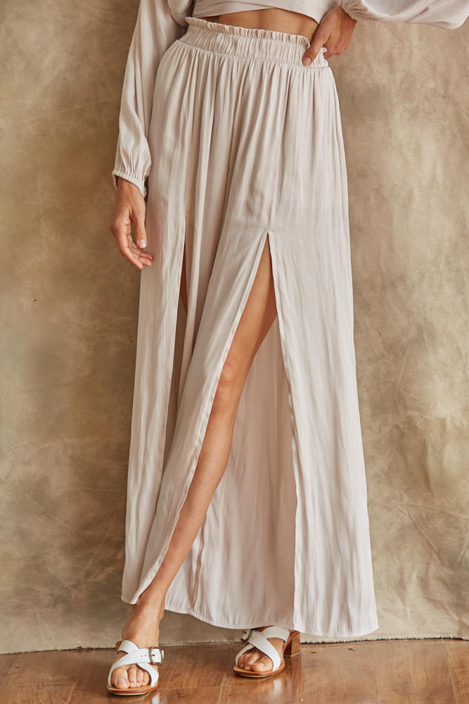 Daylight Satin Slit Pants Woven