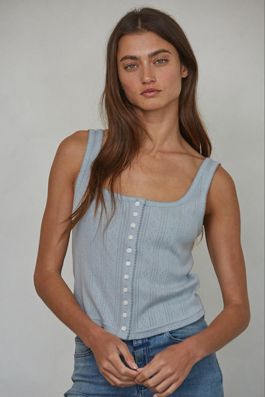 The Pointelle Buttondown Tank Top