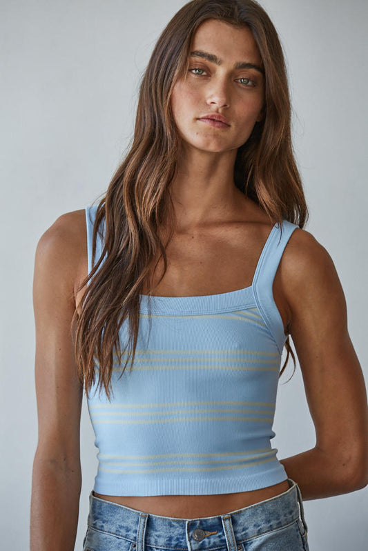 Weekend Striped Ribbed Tank