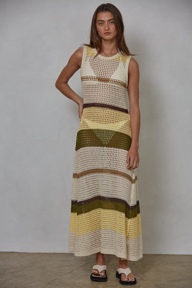 Roemi Striped Open Knit Maxi