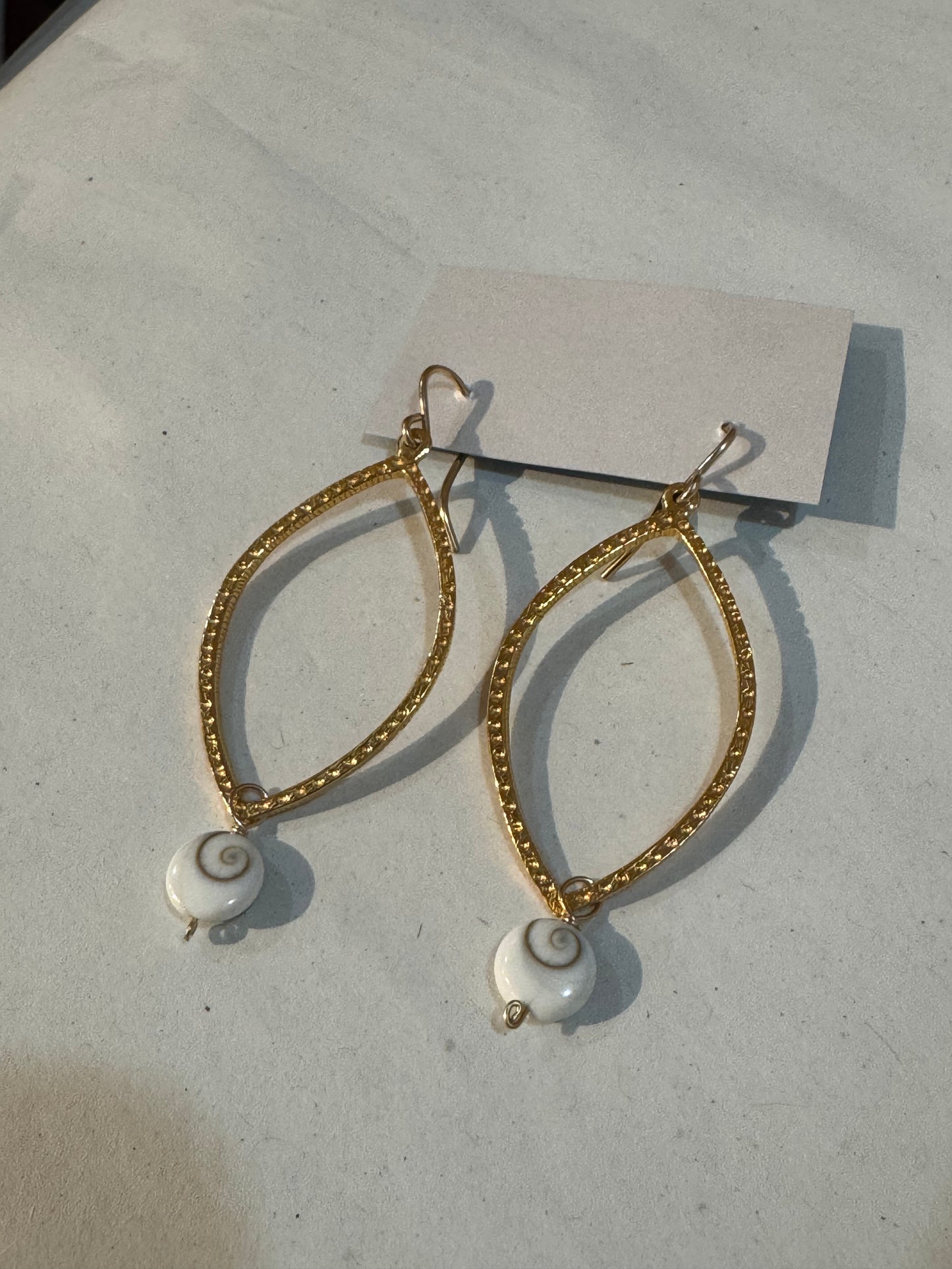 Almond Shape Hoops with Shells (eyes)