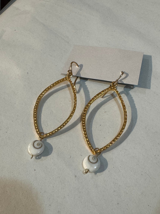 Almond Shape Hoops with Shells (eyes)