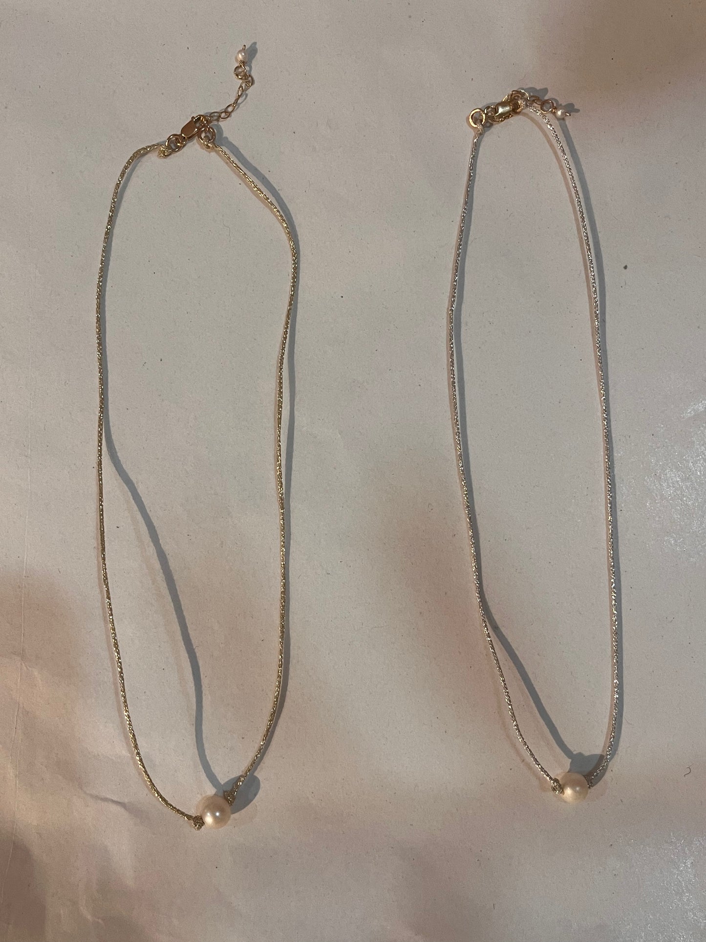 Metallic Cord + Pearl Necklace