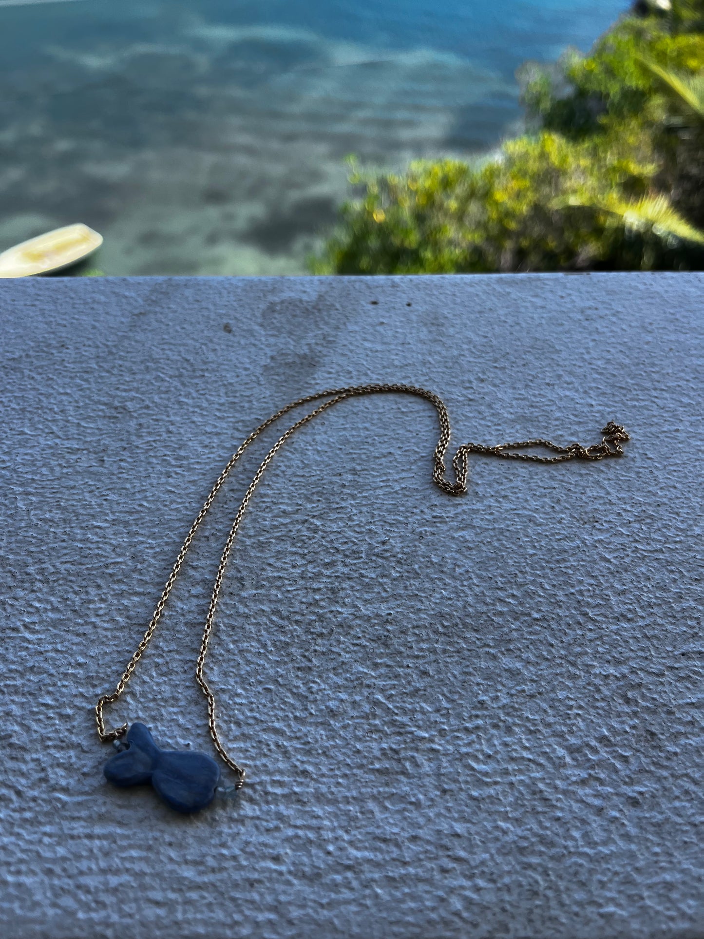 Ceramic Fish, Pearl, and Gem 14/20 Necklace