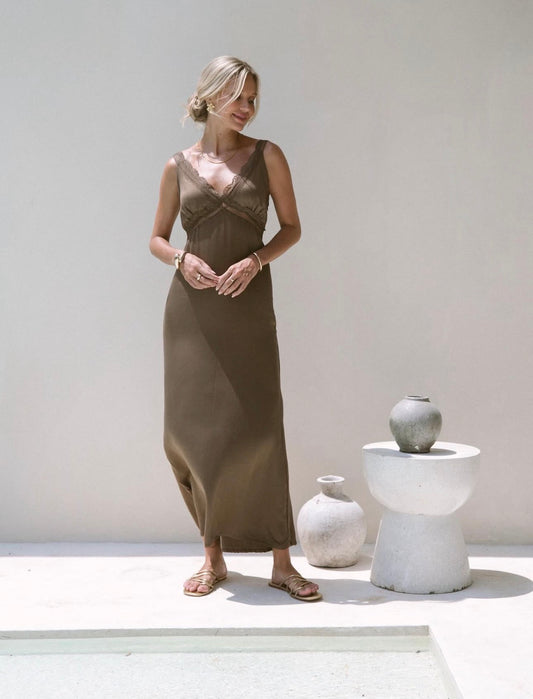 Lace Cross Strap Maxi Dress