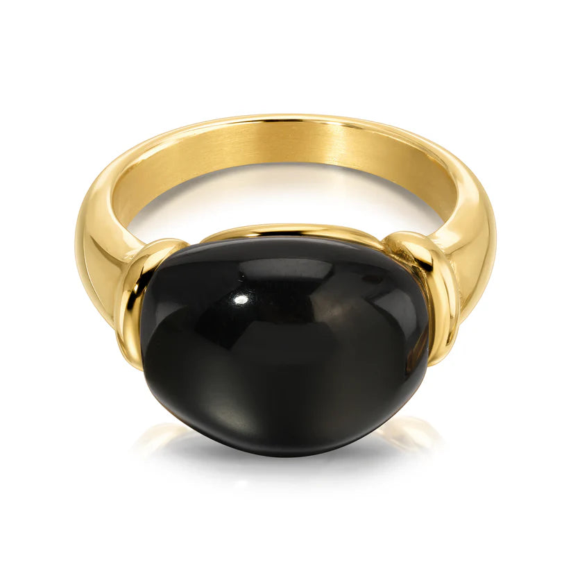 Morticia Black and Gold Statement Ring