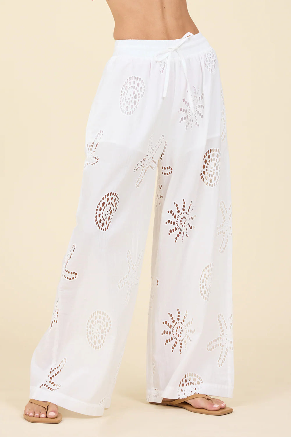 Ocean Eyelet Wide Leg Pants