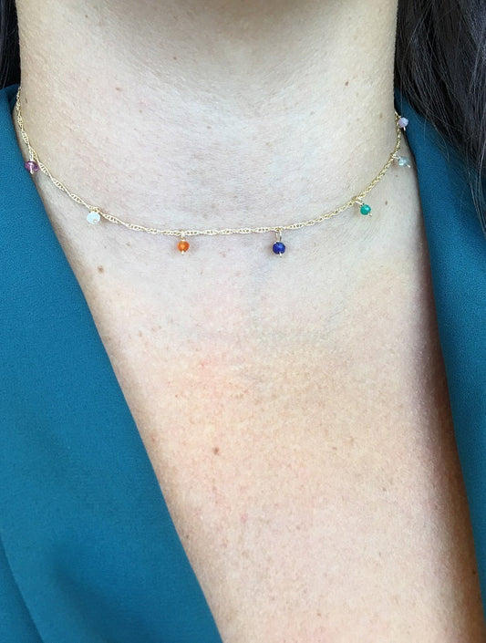 Rainbow Semi-Precious Stones Choker