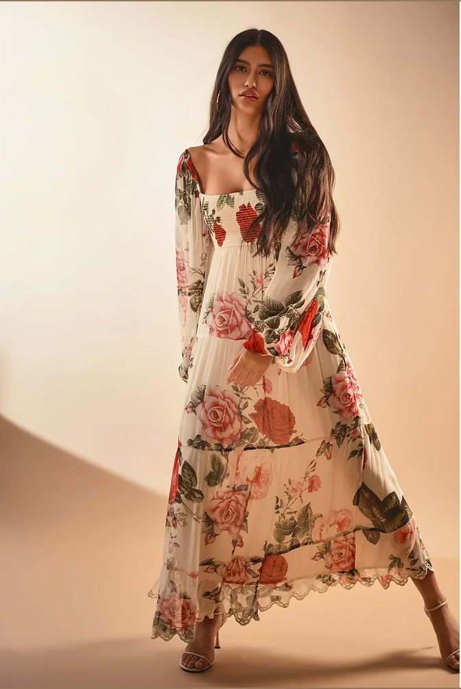 Naaz Midi Dress Nude Rose