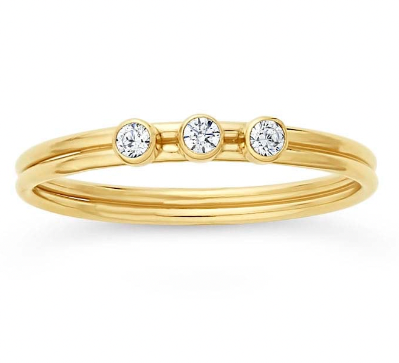 3 CZ Double Ring