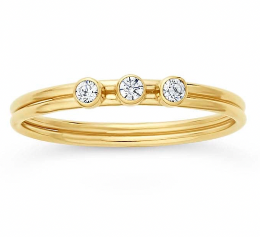 3 CZ Double Ring