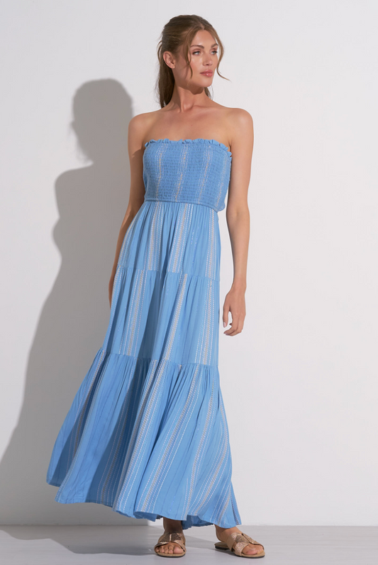 Strapless Smock Maxi - Blue