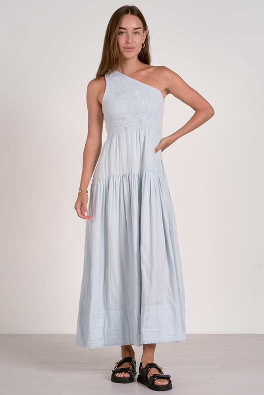 Light Blue One Shoulder Maxi