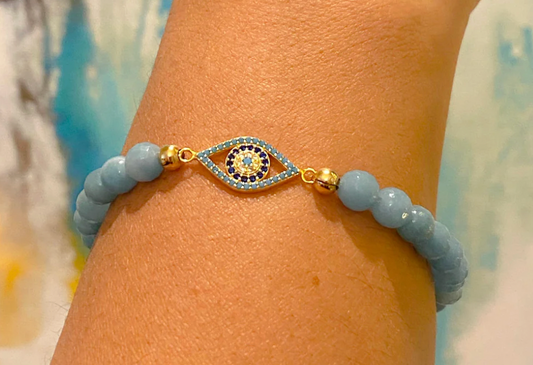 Amazonite Evil Eye Bracelet