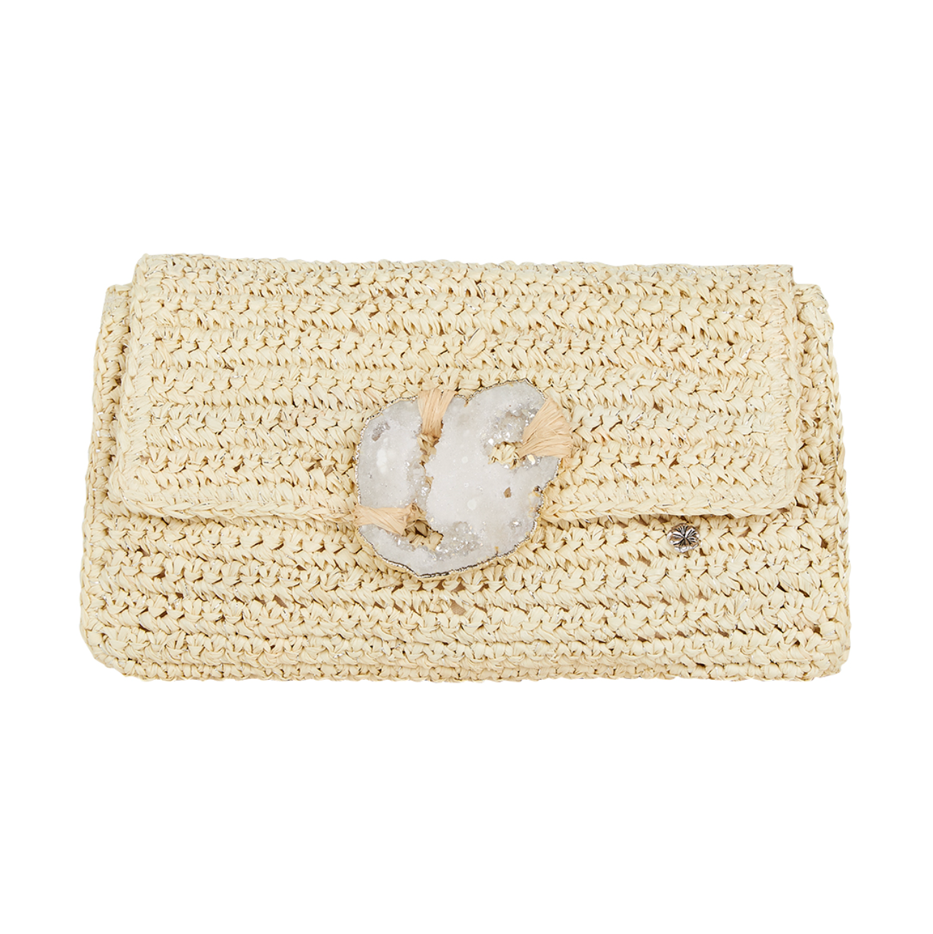 Esplendor Raffia Metallic Clutch Ba