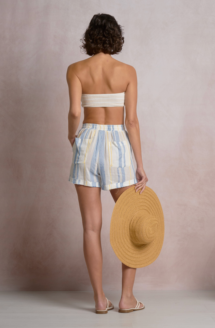 Blue and Yellow Woven Shorts