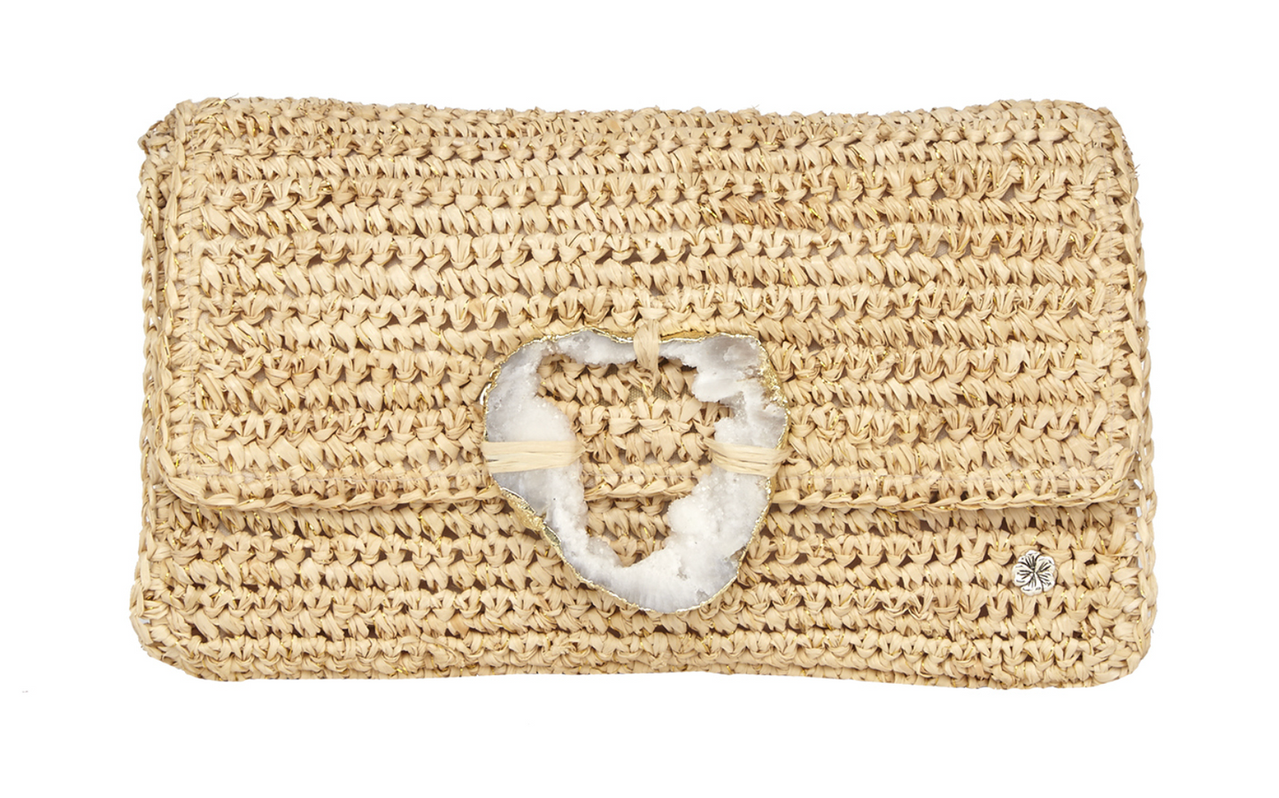 Esplendor Raffia Metallic Clutch Ba
