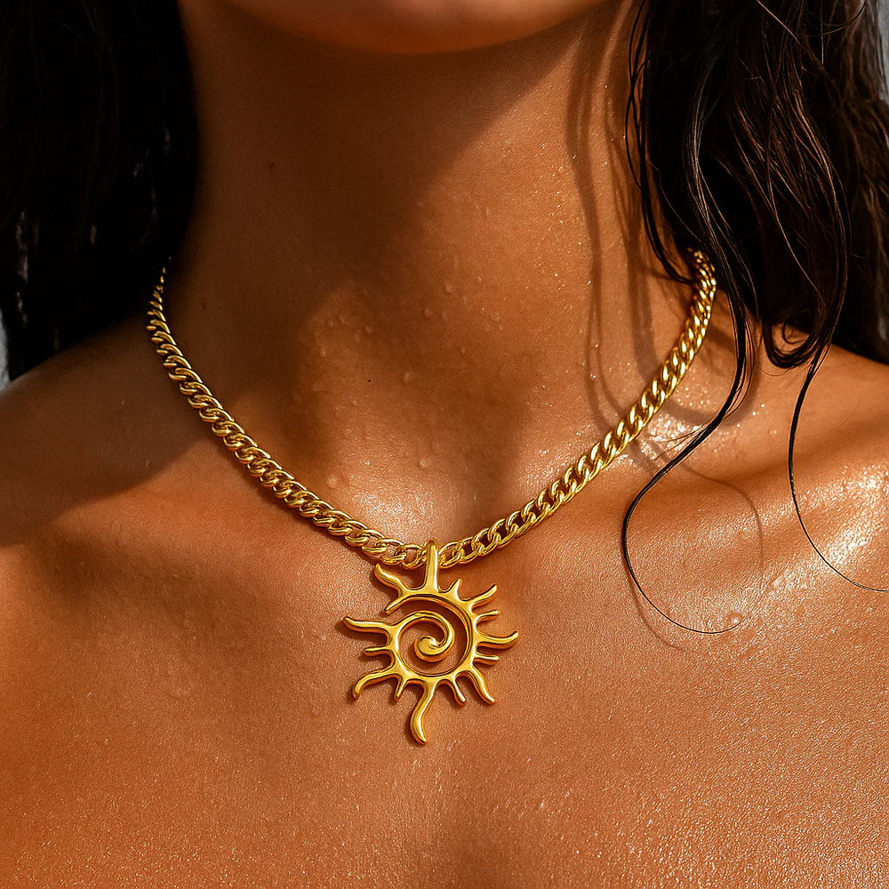Danica Oversized Sun Pendant Necklace