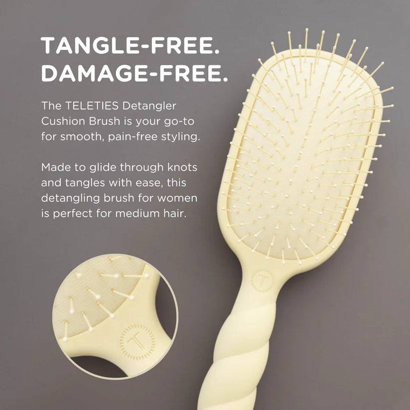Teleties Detangler Hair Brush for Medium Hair – Tan - Full Size