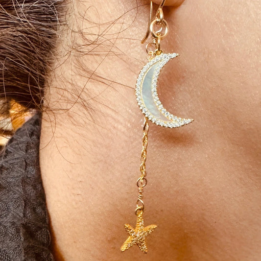 Dreamy Moon ‘n Star Sparkly Earrings