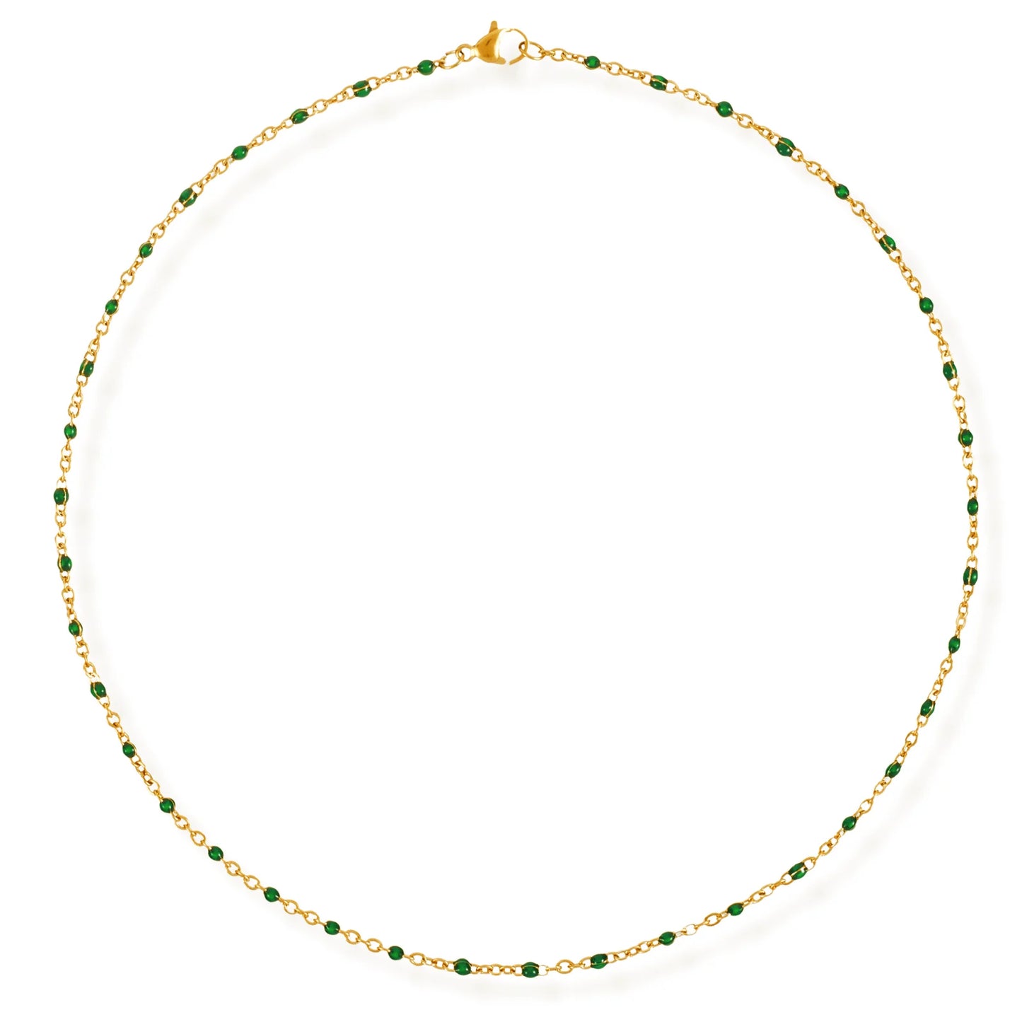 Evie Green Dainty Enamel Beaded Necklace