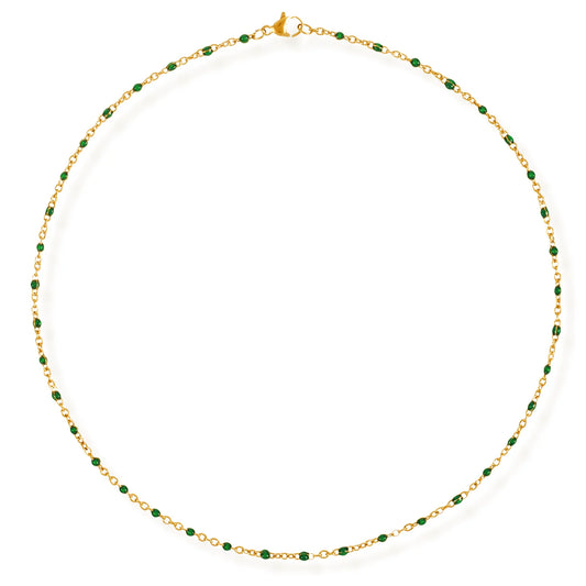 Evie Green Dainty Enamel Beaded Necklace