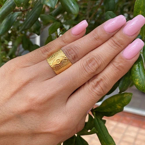 Evil Eye Sunrays Adjustable Ring