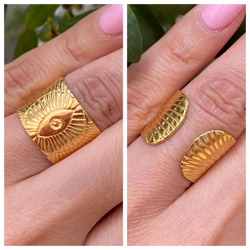Evil Eye Sunrays Adjustable Ring