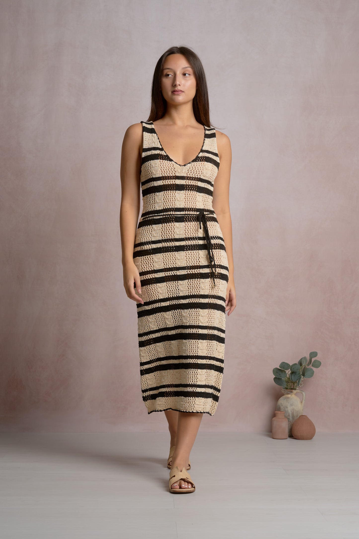 Natural Black Stripe Maxi