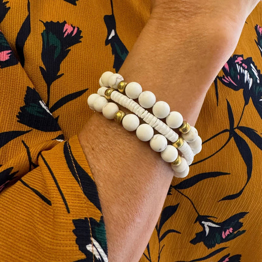 White-on-White Elastic Bracelet trio